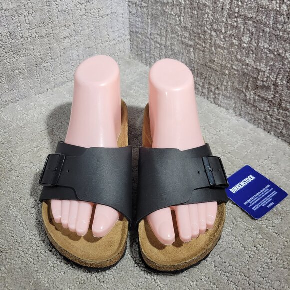 Birkenstock Catalina Women's Size 6 Narrow Black Birko Flor Single Strap Sandals - Picture 1 of 12